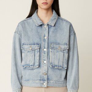 OAK + FORT Boxy Medium Acid Wash Cropped Jean Jacket Size Small